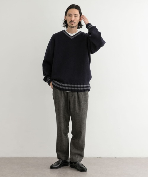 URBAN RESEARCH（アーバンリサーチ）の「メリノウールチルデンニット（ニット/セーター・メンズ・ホワイト/ネイビー・MEDIUM/LARGE）」の9枚目の写真