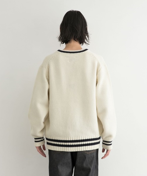 URBAN RESEARCH（アーバンリサーチ）の「メリノウールチルデンニット（ニット/セーター・メンズ・ホワイト/ネイビー・MEDIUM/LARGE）」の12枚目の写真