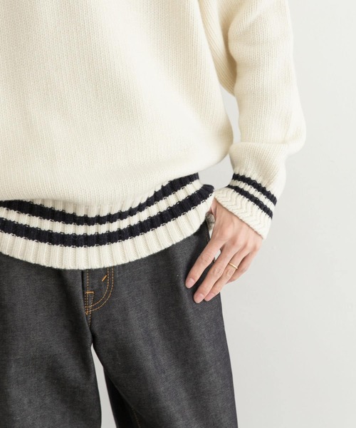 URBAN RESEARCH（アーバンリサーチ）の「メリノウールチルデンニット（ニット/セーター・メンズ・ホワイト/ネイビー・MEDIUM/LARGE）」の14枚目の写真