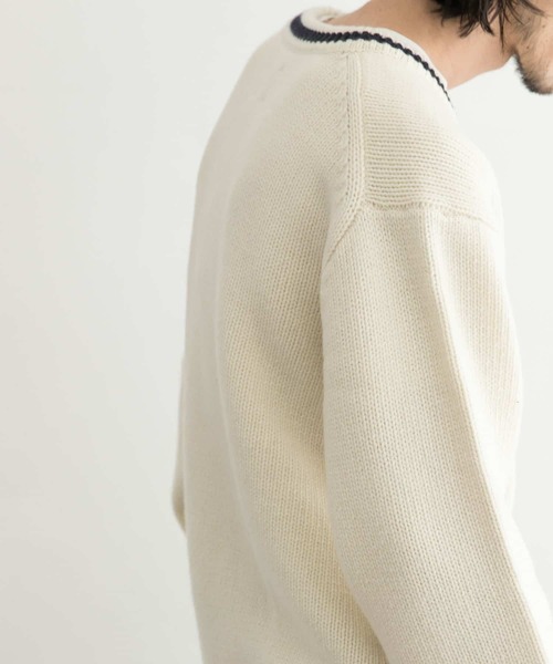 URBAN RESEARCH（アーバンリサーチ）の「メリノウールチルデンニット（ニット/セーター・メンズ・ホワイト/ネイビー・MEDIUM/LARGE）」の15枚目の写真