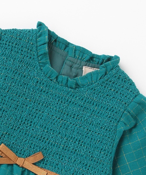 petit main（プティマイン）の「スモッキングワンピース（ワンピース・キッズ・パープル/オフホワイト/ターコイズブルー・80ｃｍ/90cm/110cm/100cm/120cm/130cm）」の7枚目の写真