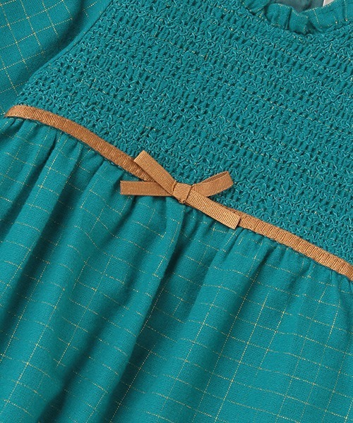petit main（プティマイン）の「スモッキングワンピース（ワンピース・キッズ・パープル/オフホワイト/ターコイズブルー・80ｃｍ/90cm/110cm/100cm/120cm/130cm）」の10枚目の写真