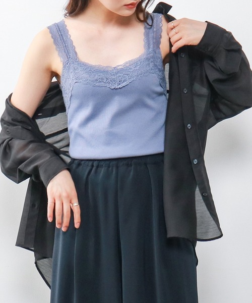 Honeys（ハニーズ）の「テレコレースキャミソール（キャミソール・レディース・ネイビー/ピンク系その他/オフホワイト/モカ/ライトベージュ/ブラック/ブルー系その他/ダークブルー/キャメル・S/M/L/LL）」の7枚目の写真