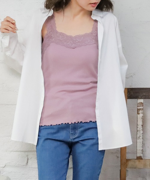 Honeys（ハニーズ）の「テレコレースキャミソール（キャミソール・レディース・ネイビー/ピンク系その他/オフホワイト/モカ/ライトベージュ/ブラック/ブルー系その他/ダークブルー/キャメル・S/M/L/LL）」の9枚目の写真