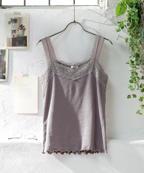 Honeys（ハニーズ）の「テレコレースキャミソール（キャミソール・レディース・ネイビー/ピンク系その他/オフホワイト/モカ/ライトベージュ/ブラック/ブルー系その他/ダークブルー/キャメル・S/M/L/LL）」の4枚目の写真