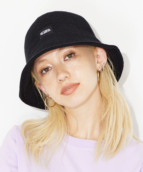 X-girl(エックスガール)の「STRAW BUCKET HAT(ハット・レディース・ブラック/ベージュ・ONE SIZE)」の9枚目の写真