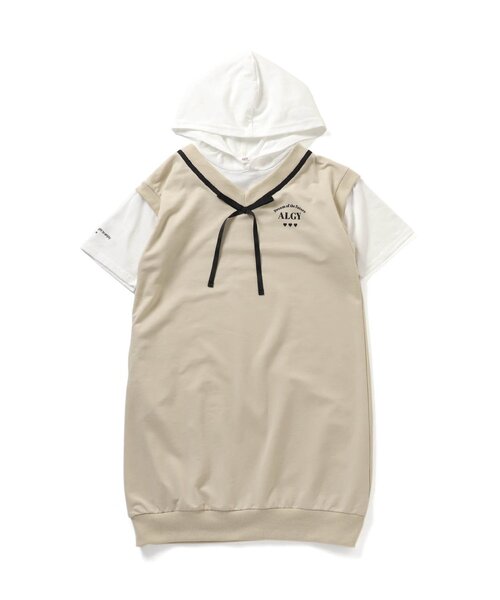 algy(アルジー)の「ベストドッキング風ワンピ(ワンピース・キッズ・ネイビー/ベージュ/サックスブルー・SMALL/MEDIUM/XX-SMALL/X-SMALL)」の2枚目の写真