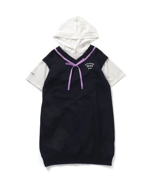 algy(アルジー)の「ベストドッキング風ワンピ(ワンピース・キッズ・ネイビー/ベージュ/サックスブルー・SMALL/MEDIUM/XX-SMALL/X-SMALL)」の1枚目の写真