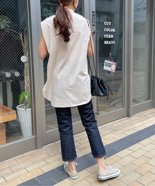 Meli rich（メリーリッチ）の「オールシーズン使える。ストレートデニム（デニムパンツ・レディース・アイボリー/インディゴブルー・FREE）」の11枚目の写真