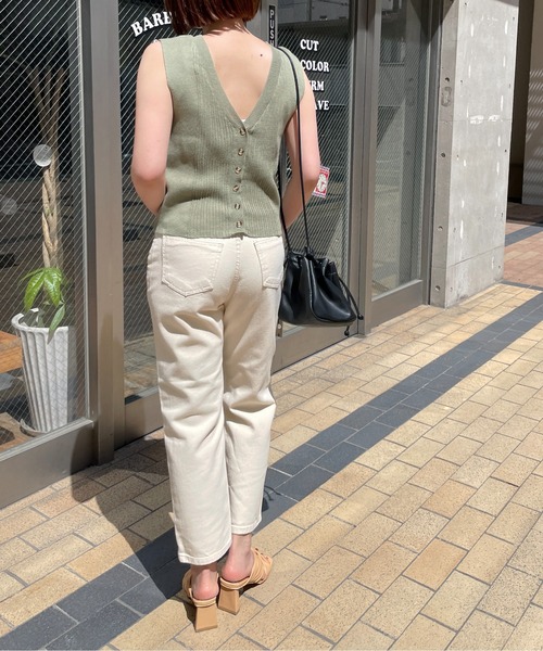 Meli rich（メリーリッチ）の「オールシーズン使える。ストレートデニム（デニムパンツ・レディース・アイボリー/インディゴブルー・FREE）」の20枚目の写真