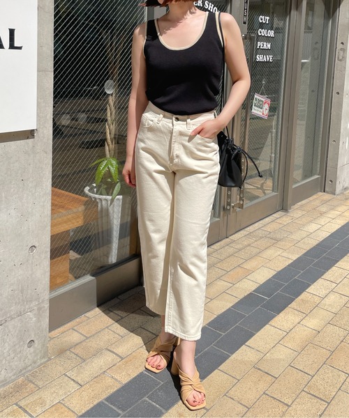 Meli rich（メリーリッチ）の「オールシーズン使える。ストレートデニム（デニムパンツ・レディース・アイボリー/インディゴブルー・FREE）」の21枚目の写真