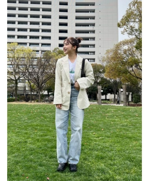 MOUSSY（マウジー）の「DOBBY CHECK ジャケット（テーラードジャケット・レディース・ブラウン/キナリ/ベージュ・1/2）」の14枚目の写真