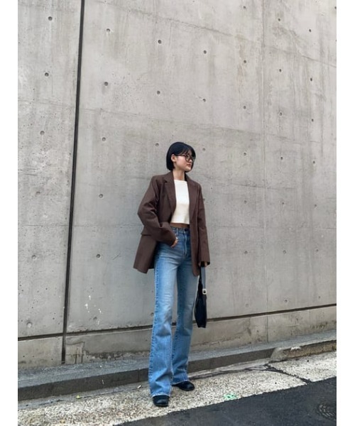 MOUSSY（マウジー）の「DOBBY CHECK ジャケット（テーラードジャケット・レディース・ブラウン/キナリ/ベージュ・1/2）」の19枚目の写真