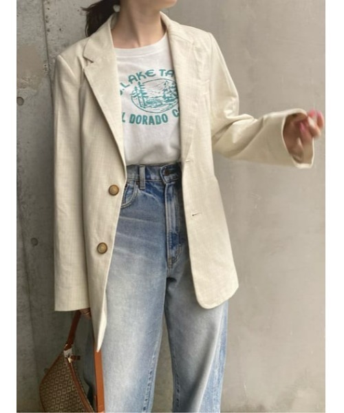 MOUSSY（マウジー）の「DOBBY CHECK ジャケット（テーラードジャケット・レディース・ブラウン/キナリ/ベージュ・1/2）」の15枚目の写真