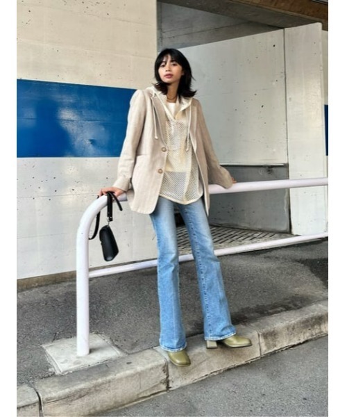MOUSSY（マウジー）の「DOBBY CHECK ジャケット（テーラードジャケット・レディース・ブラウン/キナリ/ベージュ・1/2）」の13枚目の写真