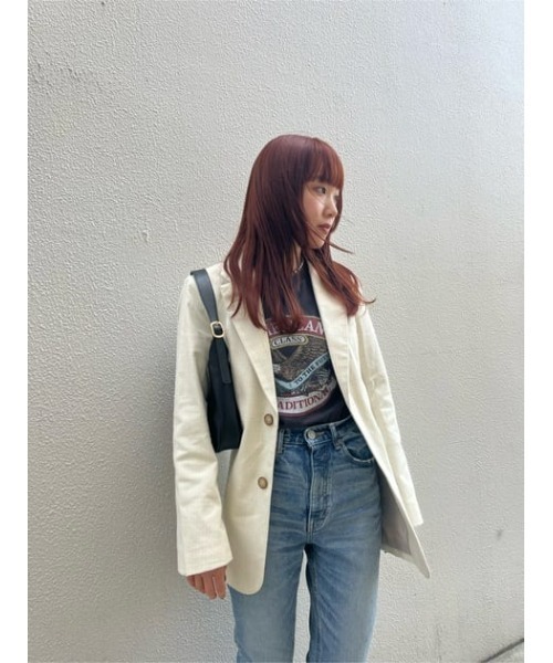 MOUSSY（マウジー）の「DOBBY CHECK ジャケット（テーラードジャケット・レディース・ブラウン/キナリ/ベージュ・1/2）」の16枚目の写真