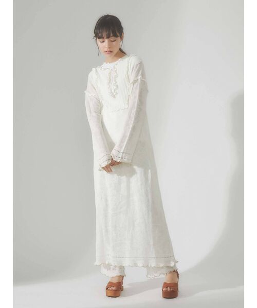 merry jenny（メリージェニー）の「シアーニットカフタンドレス（ワンピース・レディース・ブラック/アイボリー・FREE）」の2枚目の写真