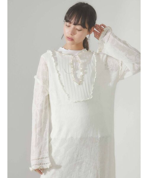 merry jenny（メリージェニー）の「シアーニットカフタンドレス（ワンピース・レディース・ブラック/アイボリー・FREE）」の3枚目の写真