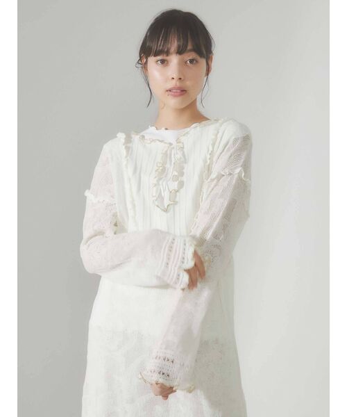 merry jenny（メリージェニー）の「シアーニットカフタンドレス（ワンピース・レディース・ブラック/アイボリー・FREE）」の13枚目の写真