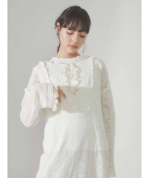 merry jenny（メリージェニー）の「シアーニットカフタンドレス（ワンピース・レディース・ブラック/アイボリー・FREE）」の8枚目の写真