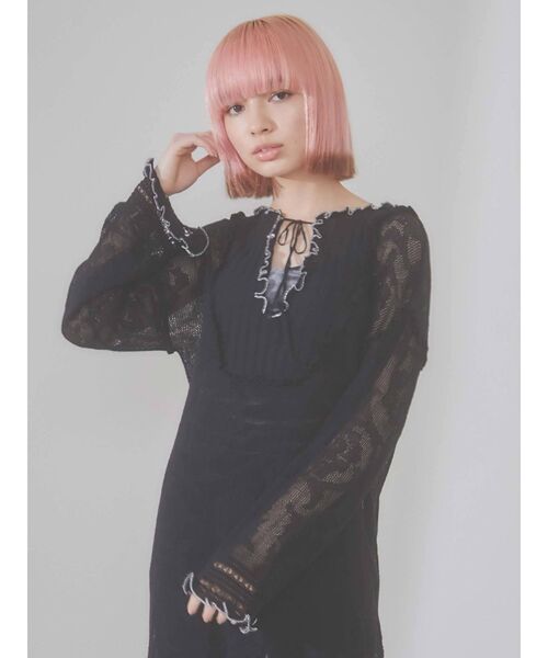 merry jenny（メリージェニー）の「シアーニットカフタンドレス（ワンピース・レディース・ブラック/アイボリー・FREE）」の20枚目の写真