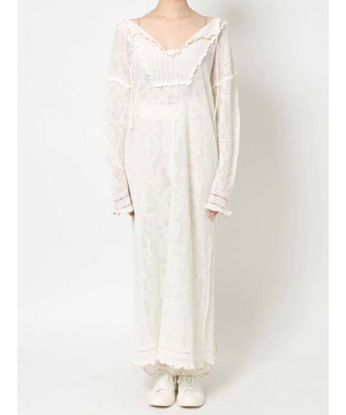 merry jenny（メリージェニー）の「シアーニットカフタンドレス（ワンピース・レディース・ブラック/アイボリー・FREE）」の9枚目の写真