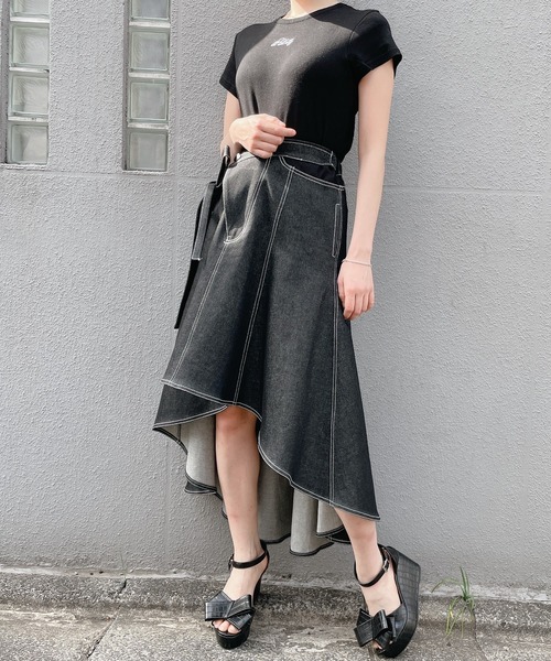 lilLilly(リルリリー)の「デザインベルトデニムスカート(デニムスカート・レディース・ブラック/インディゴブルー・FREE)」の15枚目の写真