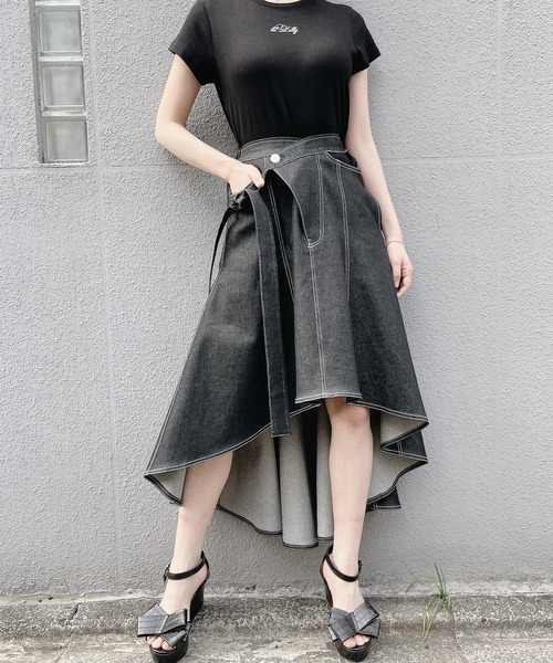 lilLilly(リルリリー)の「デザインベルトデニムスカート(デニムスカート・レディース・ブラック/インディゴブルー・FREE)」の7枚目の写真