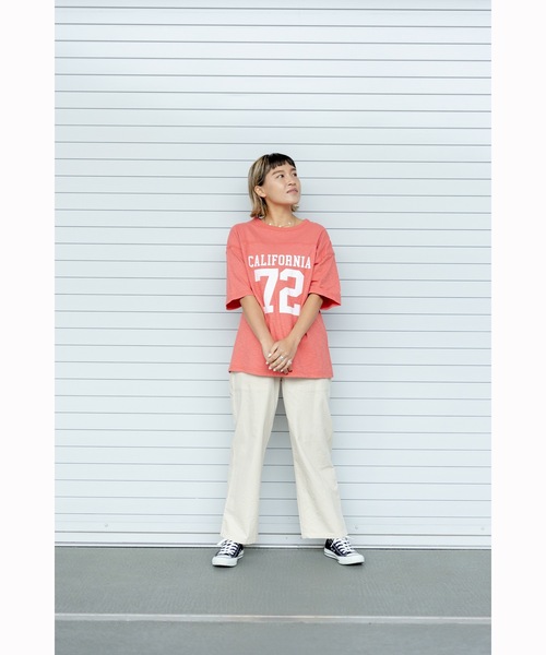 Ocean Pacific（オーシャンパシフィック）の「【OP:オーピー】レディース フットボールTシャツ（Tシャツ/カットソー・レディース・チャコールグレー/アイボリー/レッド・MEDIUM/LARGE/X-LARGE）」の6枚目の写真