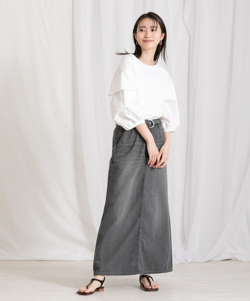 Moname（モナーム）の「Aラインデニムロングスカート（スカート・レディース・ブラック・FREE）」の9枚目の写真