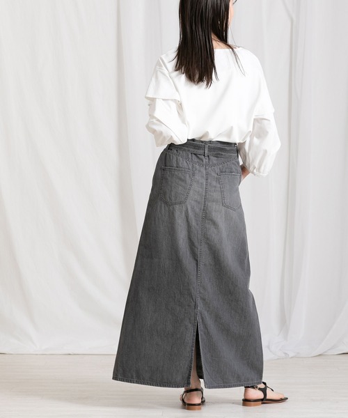 Moname（モナーム）の「Aラインデニムロングスカート（スカート・レディース・ブラック・FREE）」の5枚目の写真