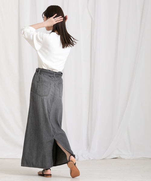 Moname（モナーム）の「Aラインデニムロングスカート（スカート・レディース・ブラック・FREE）」の15枚目の写真