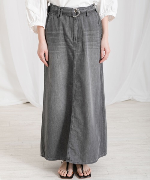 Moname（モナーム）の「Aラインデニムロングスカート（スカート・レディース・ブラック・FREE）」の13枚目の写真