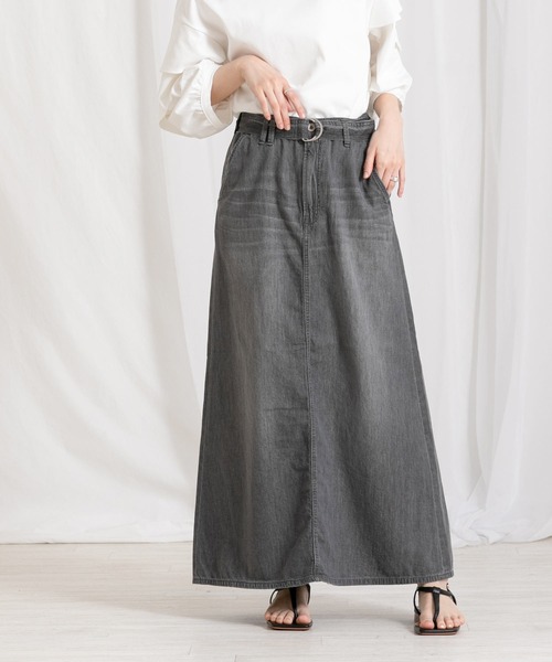 Moname（モナーム）の「Aラインデニムロングスカート（スカート・レディース・ブラック・FREE）」の17枚目の写真