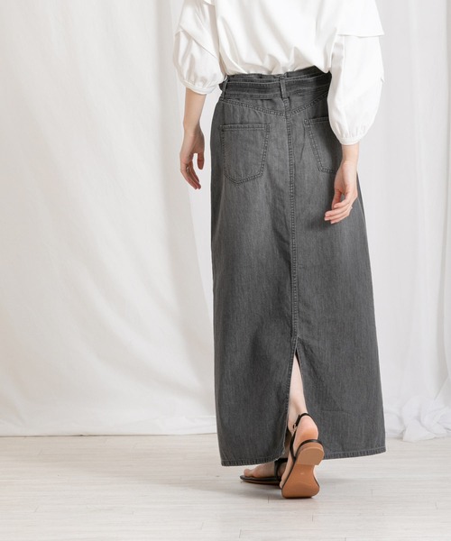 Moname（モナーム）の「Aラインデニムロングスカート（スカート・レディース・ブラック・FREE）」の19枚目の写真