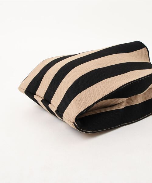 LE MORE（リモア）の「ストライプニットマルシェトートバッグ（トートバッグ・レディース・ベージュ/ブラック/アイボリー・FREE）」の15枚目の写真