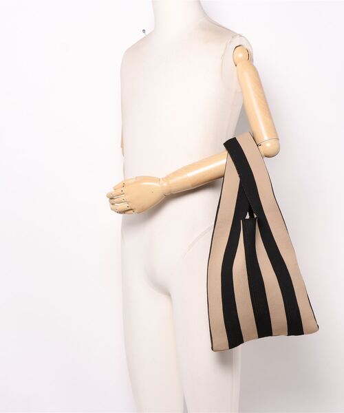 LE MORE（リモア）の「ストライプニットマルシェトートバッグ（トートバッグ・レディース・ベージュ/ブラック/アイボリー・FREE）」の13枚目の写真