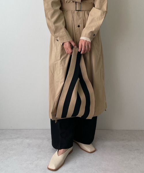 LE MORE（リモア）の「ストライプニットマルシェトートバッグ（トートバッグ・レディース・ベージュ/ブラック/アイボリー・FREE）」の7枚目の写真