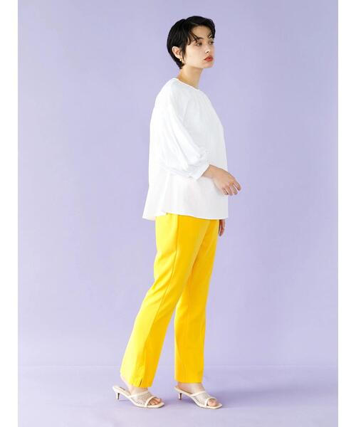 koe(コエ)の「カットジョーゼット サイドベンツパンツ*(スラックス・レディース・オレンジ/イエロー/ブラック・M)」の11枚目の写真