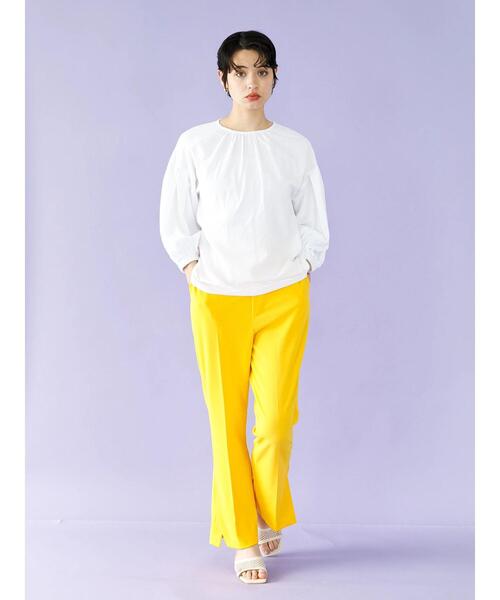 koe(コエ)の「カットジョーゼット サイドベンツパンツ*(スラックス・レディース・オレンジ/イエロー/ブラック・M)」の18枚目の写真