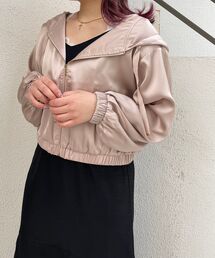 MAJESTIC LEGON | サテンフードブルゾン(ブルゾン)