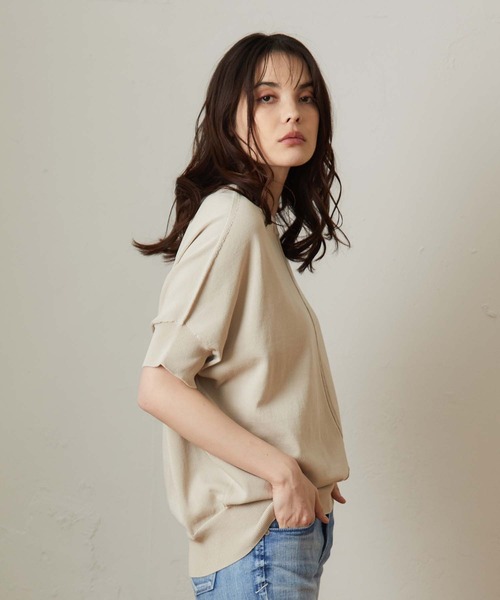 OUVRAGE CLASSE（ウヴラージュクラス）の「ドルマンプルオーバー（ニット/セーター・レディース・ベージュ/ピンク/サックスブルー/チャコールグレー・FREE）」の7枚目の写真