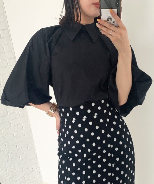 OPAQUE.CLIP（オペークドットクリップ）の「◆ボリューム衿付きブラウス（シャツ/ブラウス・レディース・ブラック/ホワイト系/ピンク系・38）」の17枚目の写真