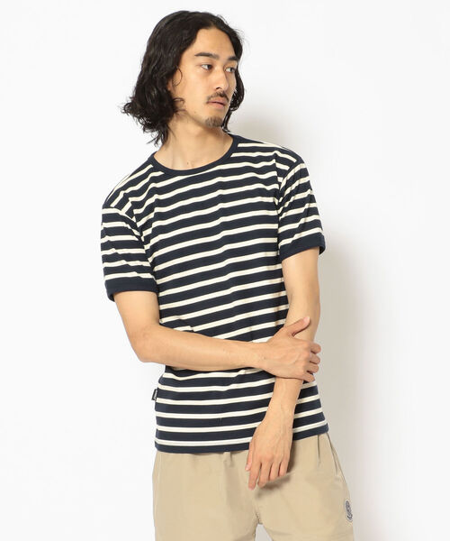 AVIREX（アヴィレックス）の「【DAILY/デイリー】ボーダー 半袖 Tシャツ / S/S BORDER T-SHIRT / アヴィレックス / AVIREX（Tシャツ/カットソー・メンズ・オフホワイト/オレンジ/ブルー/ブラック/オリーブ/ネイビー・X-LARGE/LARGE/MEDIUM/SMALL）」の4枚目の写真