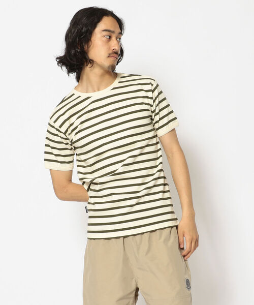 AVIREX（アヴィレックス）の「【DAILY/デイリー】ボーダー 半袖 Tシャツ / S/S BORDER T-SHIRT / アヴィレックス / AVIREX（Tシャツ/カットソー・メンズ・オフホワイト/オレンジ/ブルー/ブラック/オリーブ/ネイビー・X-LARGE/LARGE/MEDIUM/SMALL）」の3枚目の写真