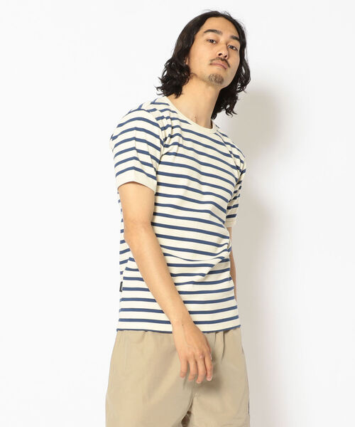 AVIREX（アヴィレックス）の「【DAILY/デイリー】ボーダー 半袖 Tシャツ / S/S BORDER T-SHIRT / アヴィレックス / AVIREX（Tシャツ/カットソー・メンズ・オフホワイト/オレンジ/ブルー/ブラック/オリーブ/ネイビー・X-LARGE/LARGE/MEDIUM/SMALL）」の5枚目の写真