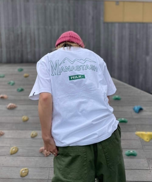 MILKFED.（ミルクフェド）の「MILKFED. × MANASTASH /ミルクフェド×マナスタッシュ　MOUNTAIN LOGO T-SHIRT マウンテンロゴTシャツ（Tシャツ/カットソー・レディース・ホワイト/ブラック・MEDIUM/LARGE/X-LARGE）」の8枚目の写真
