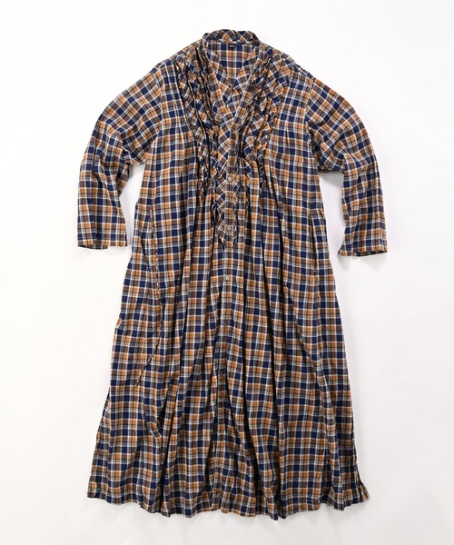 インド麦平のマドラスフリルドレス