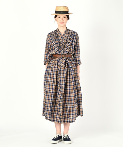 インド麦平のマドラスフリルドレス