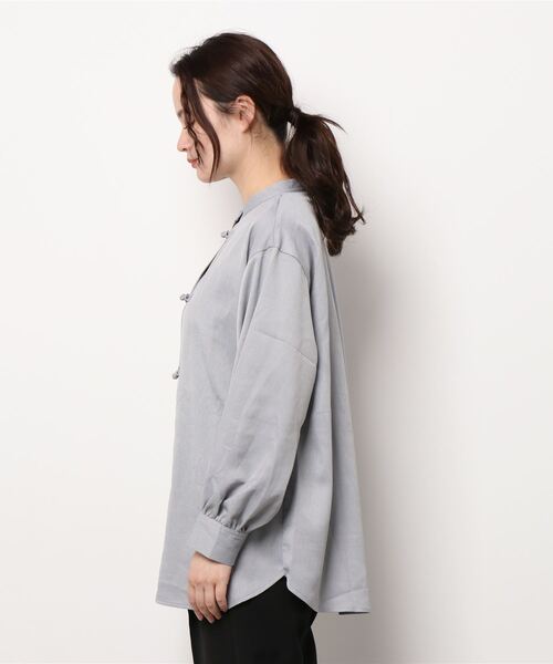 ehka sopo（エヘカソポ）の「チャイナ釦シャツ（シャツ/ブラウス・レディース・オフホワイト/グリーン/グレー/ブラック・ﾌﾘ-）」の5枚目の写真